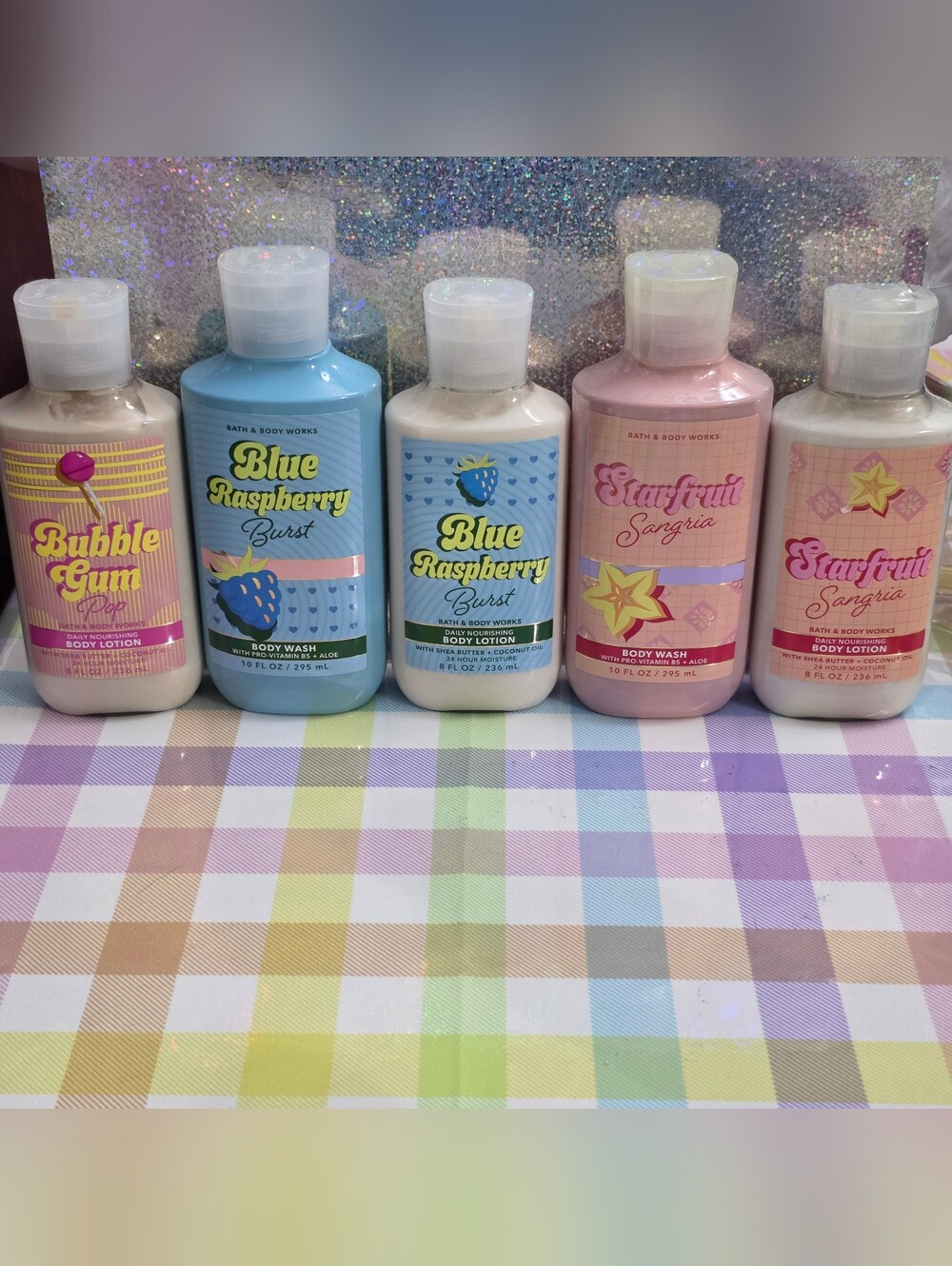 Blue Raspberry Burst, Starfruit Sangria, & Bubble Gum Pop 5 Piece Body Care Set